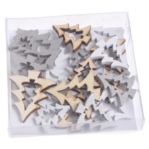 Brad placaj alb/natur/gri decupat 3/3,5/4cm 24/set Canea HHI-Y62226C