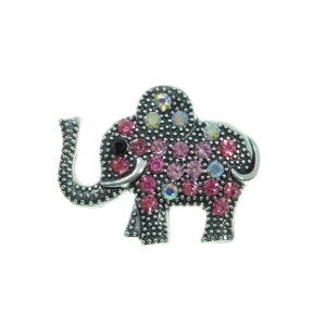 Brosa elefant cu strasuri 2,4x3cm argintiu/rosu-roz