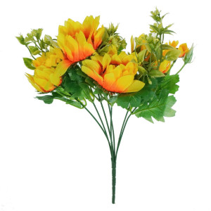 Buchet floarea-soarelui textil si plastic 31cm 7 ramificatii