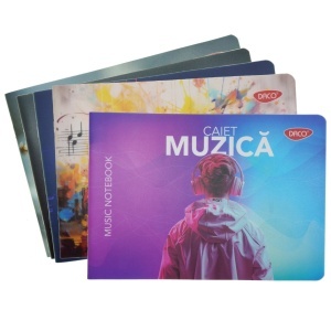 Caiet muzica coperta plastic culori diverse 17x24x0,2cm 70g 24 file CT306