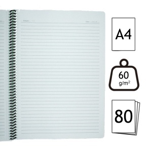 Caiet studentesc dictando cu spira coperta plastic culori diverse A4 60g 80 file Ecada 29482DR - Img 2