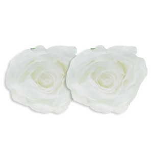 Cap trandafir textil alb 10cm 2/set