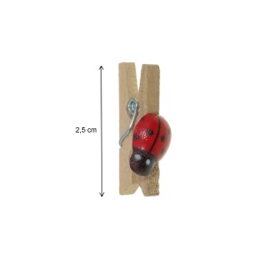 Cleste lemn buburuza 2,5cm 20/set natur/rosu - Img 2