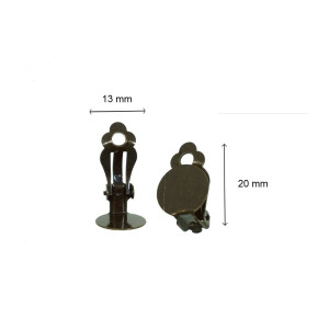 Clips cercei bronz cu baza platou 13mm 4/set - Img 2