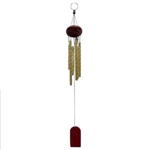 Clopotei de vant lemn cu tuburi din metal 58cm auriu/argintiu CP12