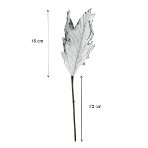 Craciunita alba cu sclipici argintiu 36cm cu tija Canea 22CANO-645_01 - Img 2