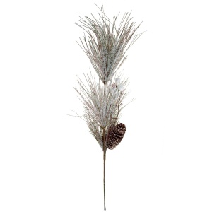 Creanga pin nins cu bobite albe si con 70cm
