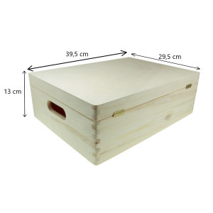 Cutie lemn dreptunghiulara cu manere decupate 39,5x29,5x13cm SD140 - Img 2