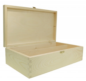 Cutie lemn pentru vin cu 2 compartimente si inchizatoare 36x20,5x10cm SW242 - Img 2