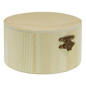 Cutie lemn rotunda nefinisata cu inchizatoare clapeta 15x8cm A9004-01 - Img 1