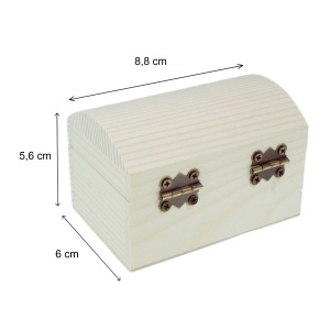 Cutie lemn tip cufar capac curbat cu inchizatoare clapeta 8,8x6x5,6cm LBC1 - Img 3