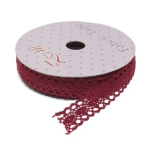 Dantela bumbac rosu inchis 1,5cm x 1,80m/rola