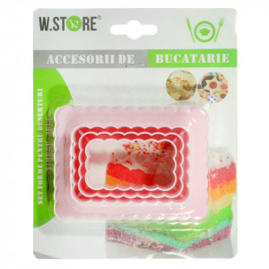 Decupator plastic forma biscuite 2,7x5,1 - 6,5x9cm 3/set culori diverse 055426