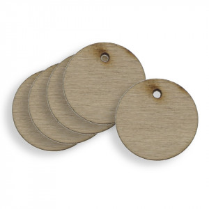 Disc placaj natur cu gaura 2,5x0,8cm 5/set