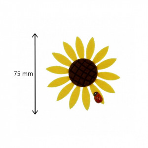 Floarea-soarelui pasla galben cu maro si buburuza cu adeziv 7,5cm 5/set - Img 2