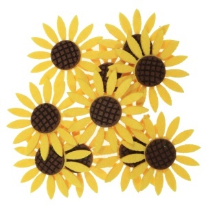 Floarea-soarelui pasla galben/maro 4cm 10/set
