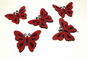 Fluture pasla negru/rosu cu adeziv 9x7cm 5/set - Img 1