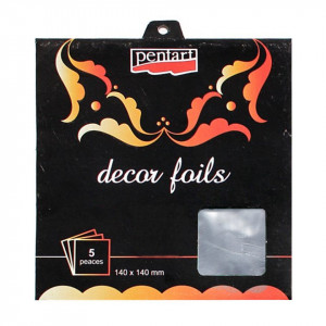 Folie transfer argintiu metalizat 14x14cm 5/set Pentart 20737