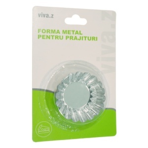 Forma metalica tip cosulet cu margini ondulate model-2 pentru copt prajituri 6,5x2,5cm 4/set T05421