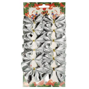 Funda Craciun argintie 6x4,5cm 12/set - Img 1