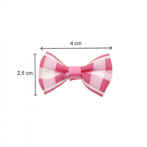 Fundita textil roz, alb, fucsia carouri 4cm 10/set - Img 2
