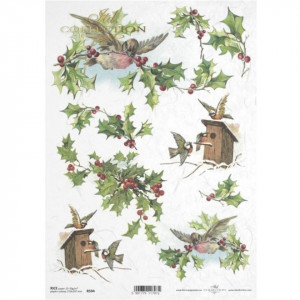 Hartie de orez A4 Pasari colivii si ilex 25-30g ITD R0594