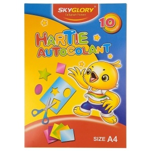 Hartie glasata autocolanta lucioasa 10 culori A4 10/set Sky Glory SG-0057