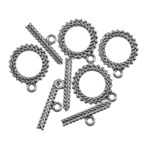 Inchizatoare toggle decorativa argintiu inchis 18x20mm 4/set I57