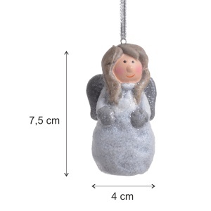 Inger ceramica alb/gri cu sclipici si agatatoare model 2 7,5x4cm 128CAN4605B - Img 2
