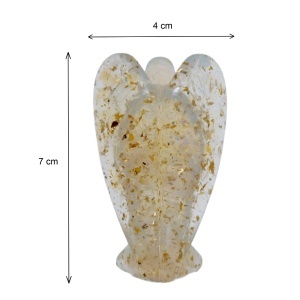 Inger rasina si piatra opal 4x7x2,2cm alb translucid/auriu - Img 2