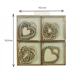 Inima placaj natur filigranat 4 modele 4-3,5cm 20/set Daco AD338 - Img 2
