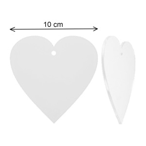 Inima plexiglas transparent cu gaura 10x10cm - Img 2