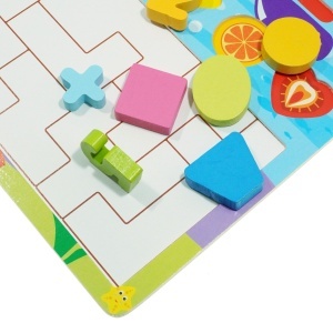 Joc educativ din lemn 5 in 1 - La pescuit cu Cifre - multicolor 23x45,5cm 59 piese + suport - Img 4