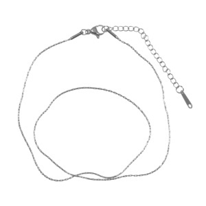 Lant rotund inox cu inchizatoare 0,8mm x 46cm argintiu
