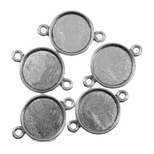 Link metalic argintiu inchis baza cabochon 29x21mm interior 18mm 5/set LK28