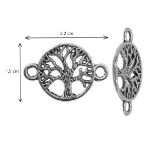 Link metalic argintiu inchis copac 22x15mm 14/set - Img 2