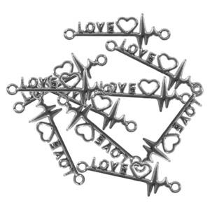 Link metalic argintiu inchis love 34x11mm 10/set