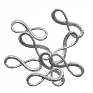 Link metalic argintiu simbol infinit 23x8mm 8/set