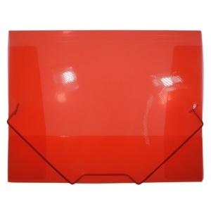 Mapa plastic rosu transparent cu elastic A4 OfficeCover M996