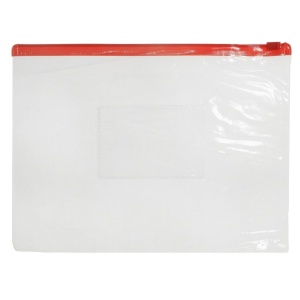 Mapa plastic transparenta cu fermoar rosie A5 12microni CNX M106