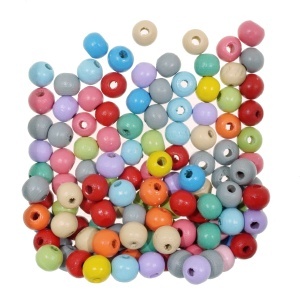 Margele lemn rotunde multicolor si pastel 7x8mm 20g 121480