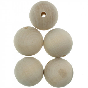 Margele lemn rotunde natur 30mm 5/set BKK30