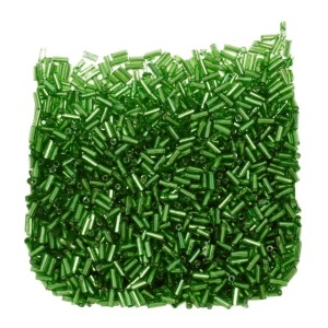 Margele nisip tubulare verde metalizat 5x2mm 50g