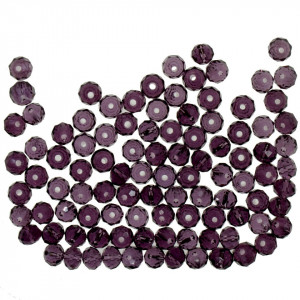 Margele sticla fatetata rondele mov transparent 5x6mm 17g