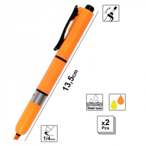 Marker evidentiator galben, portocaliu fluorescent varf tesit 1-4mm cu clicker 2/set MP PE527-4 - Img 2