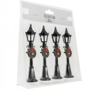 Miniatura felinar cu coronita plastic 12x2,5cm negru 4/set DD53782
