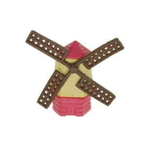 Miniatura moara de vant din plastic galben/roz 1,8x3x4cm
