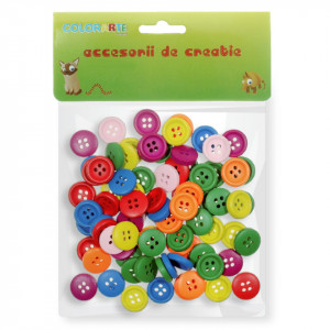 Nasture lemn 4 gauri culori diverse 1,5cm 80/set Colorarte A347