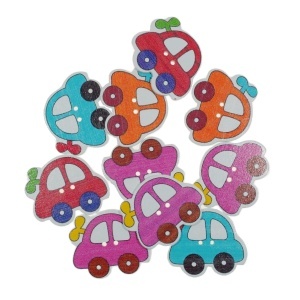 Nasture lemn model masina multicolor 3,5x2,9x0,2cm 10/set 121340