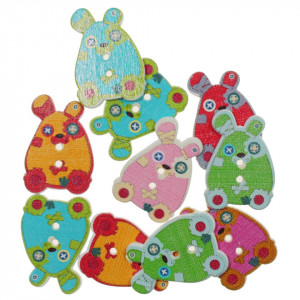Nasture lemn multicolor soricel 2,1x3,0cm 10/set